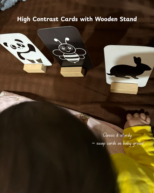 High Contrast Flash Cards – Wooden Stand Edition