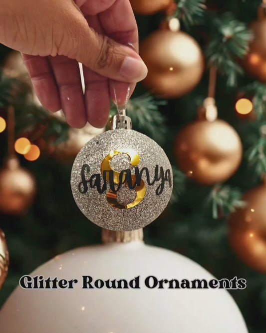Personalised Glitter Christmas Ornament Baubles
