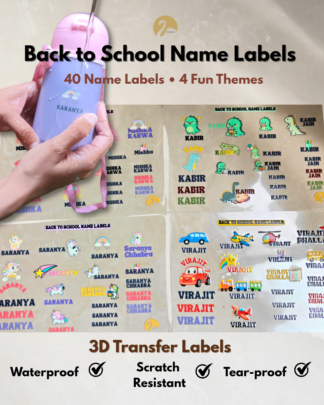 Personalised Back-to-School Name Labels (40 different labels)