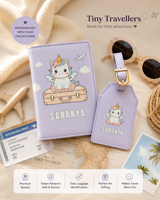 Tiny Travellers Personalised Passport Cover & Luggage Tag Set