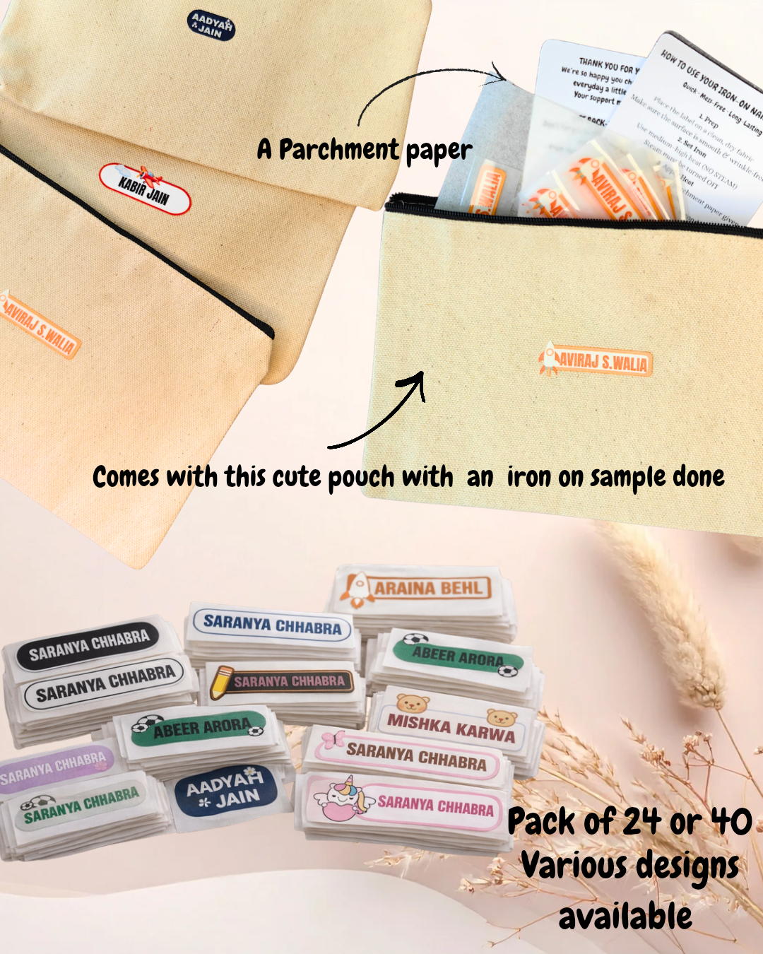 Customised Iron-On Name Labels for Clothes, Bags & more