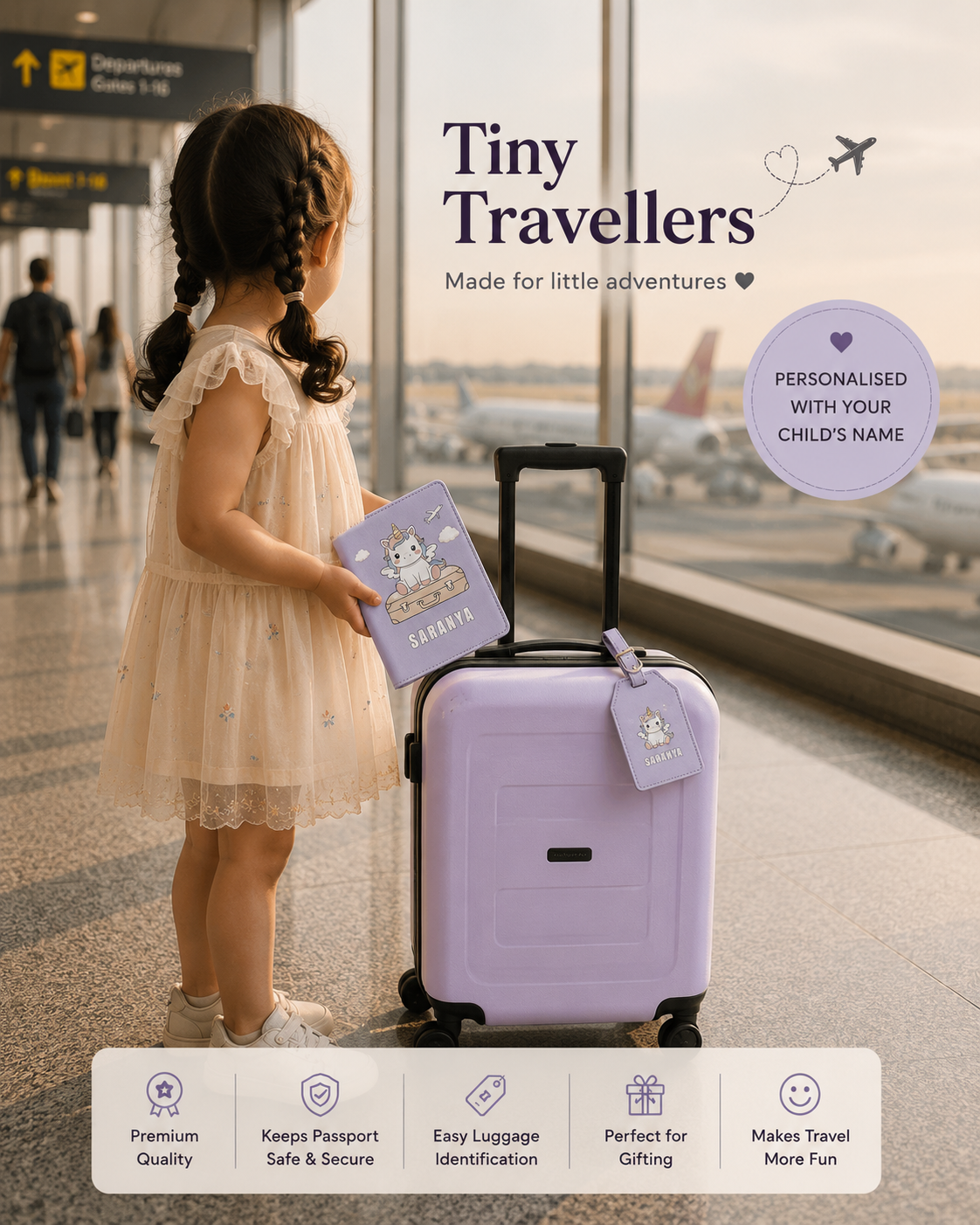 Tiny Travellers Personalised Passport Cover & Luggage Tag Set